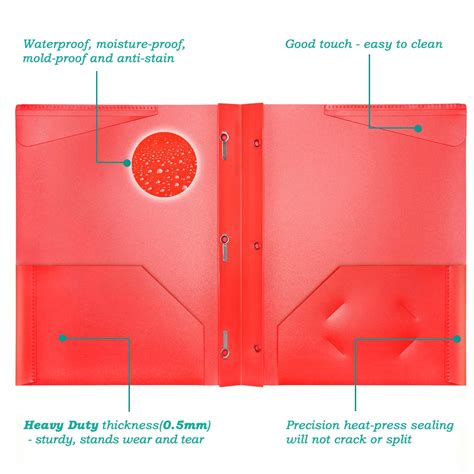 WOT I Heavy Duty Plastic Folders with Pockets and .